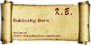 Kubiczky Bors névjegykártya
