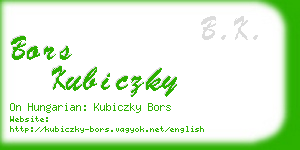 bors kubiczky business card